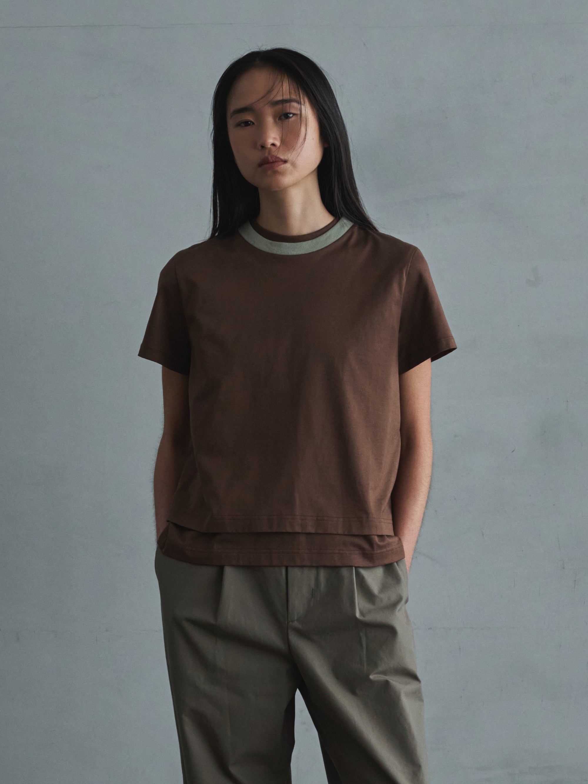 two tone crew neck t-shirt / short