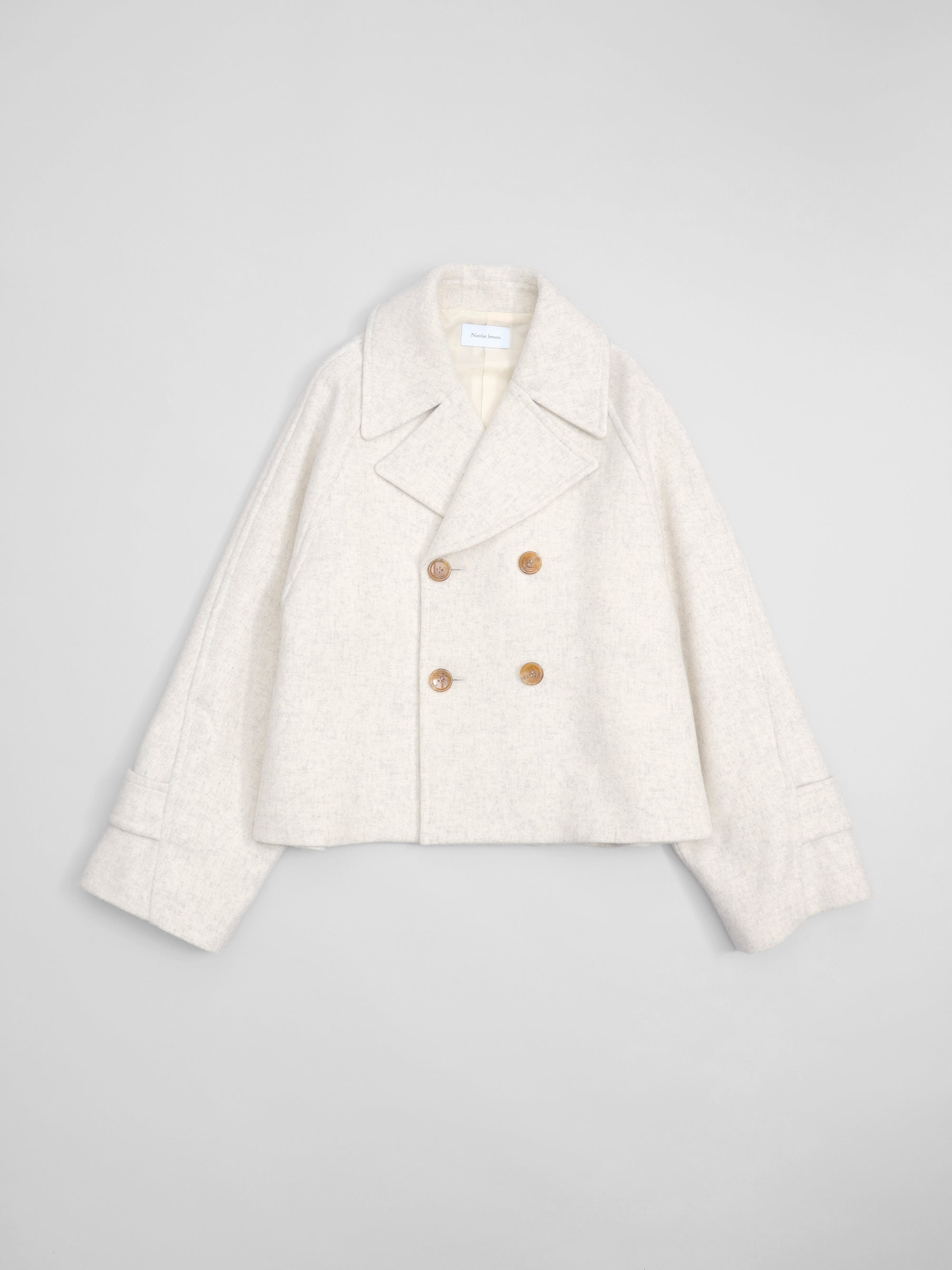 lambs wool melton short raglan coat