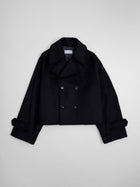 lambs wool melton short raglan coat