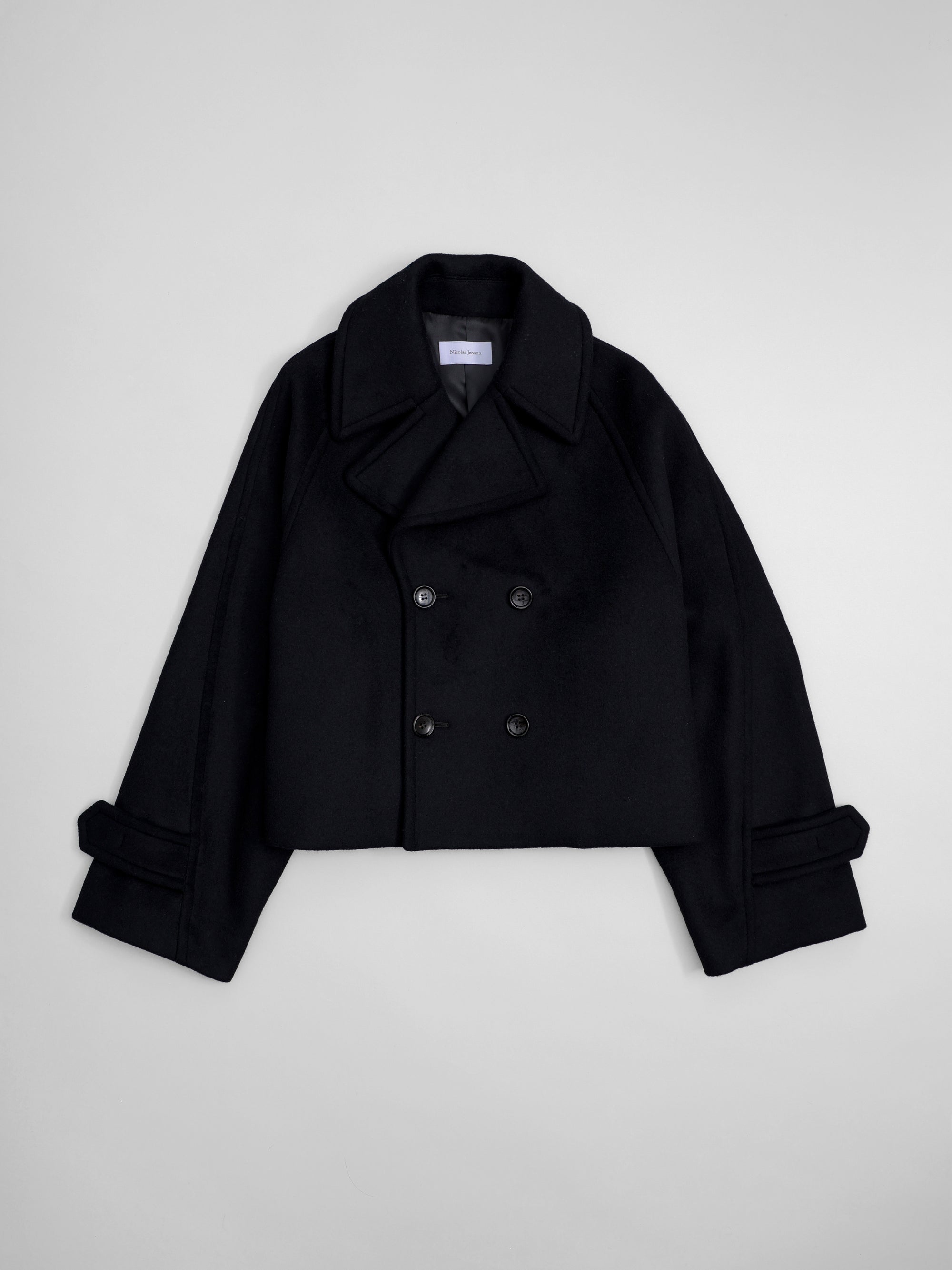 lambs wool melton short raglan coat