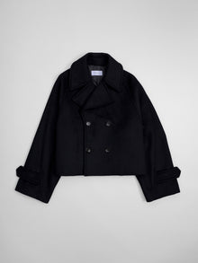 lambs wool melton short raglan coat