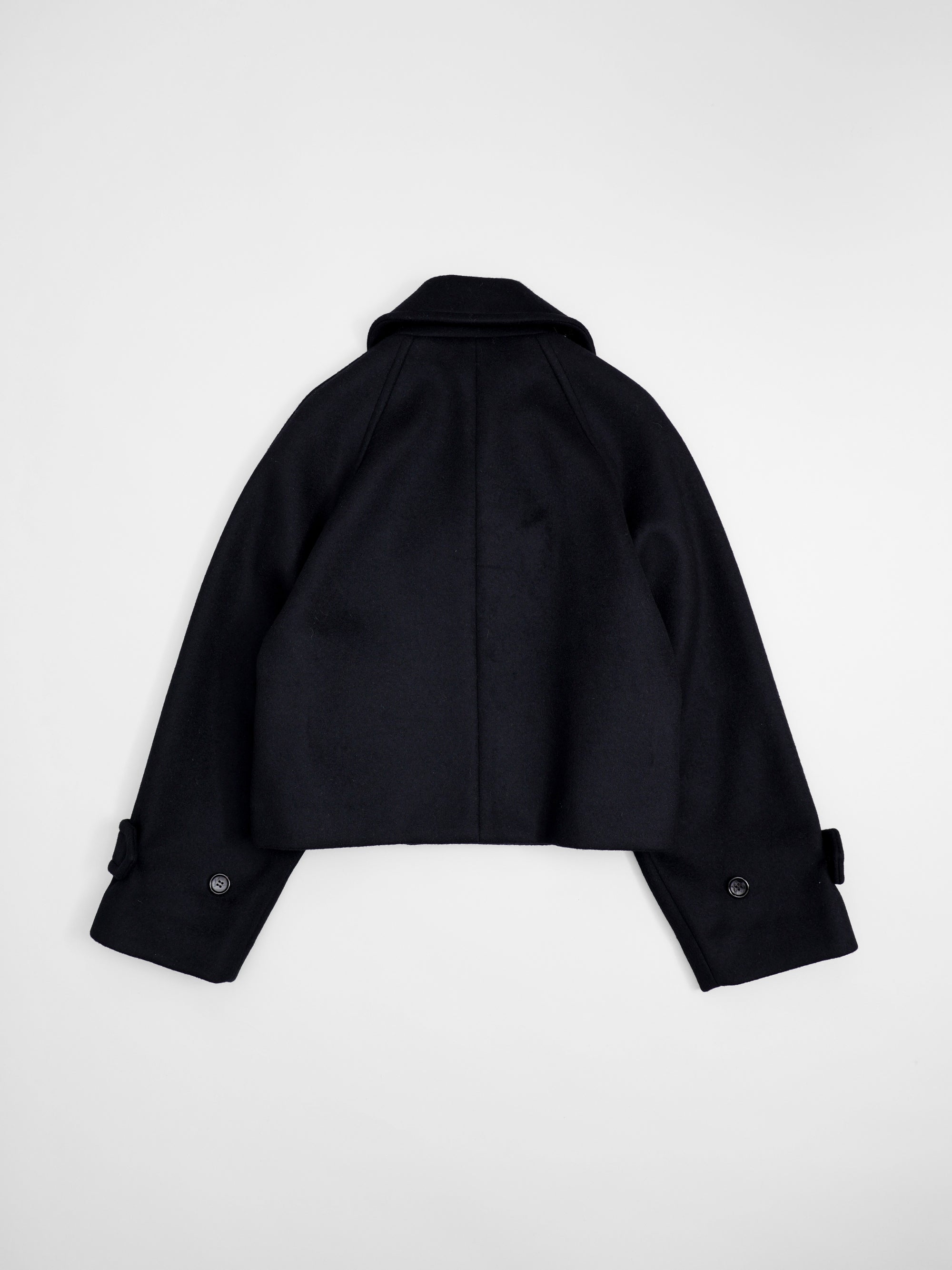 lambs wool melton short raglan coat