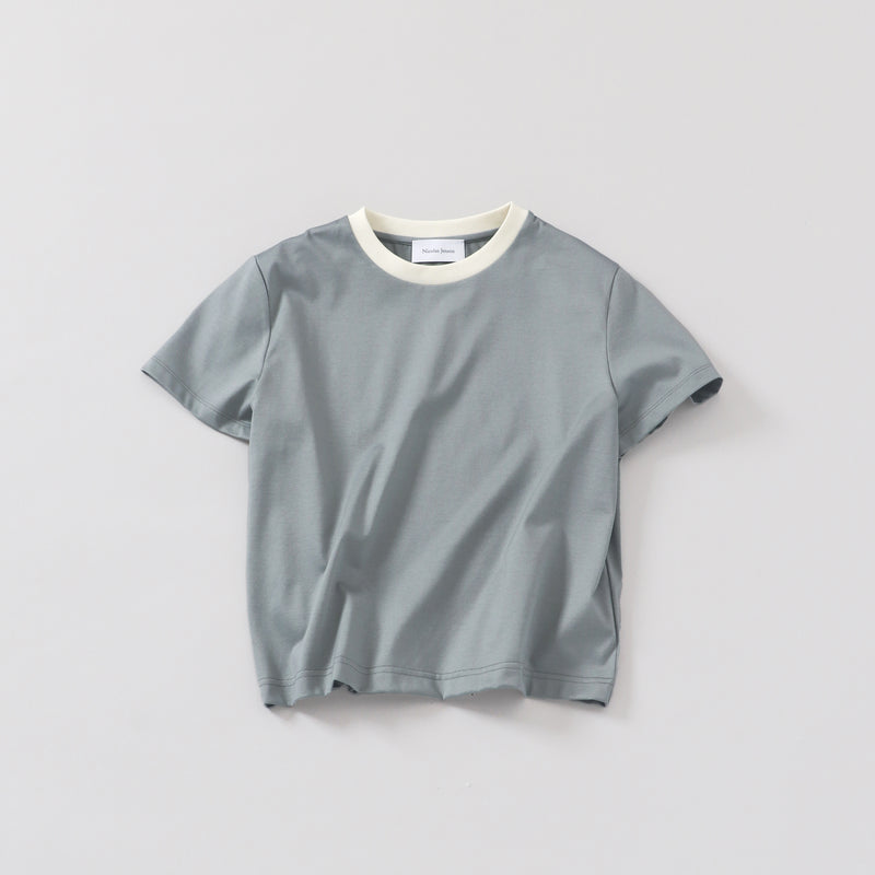 《soldes》two tone crew neck t-shirt / short