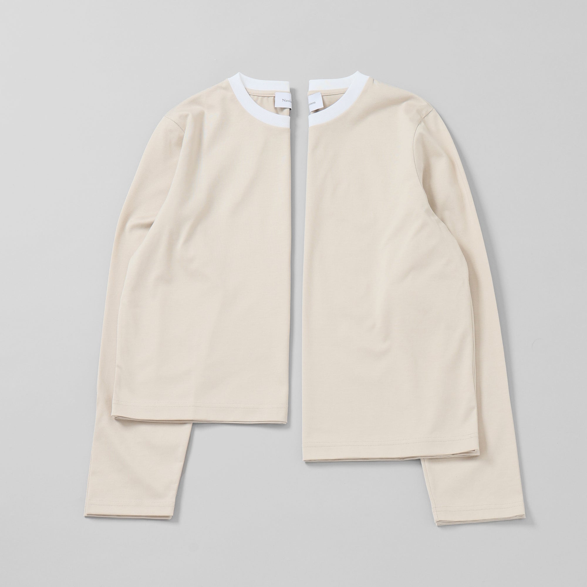 two tone crew neck long sleeve / short