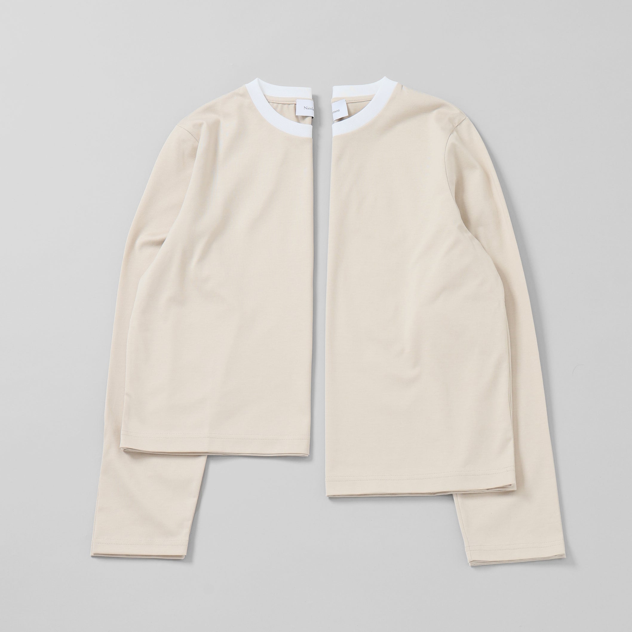 two tone crew neck long sleeve / short