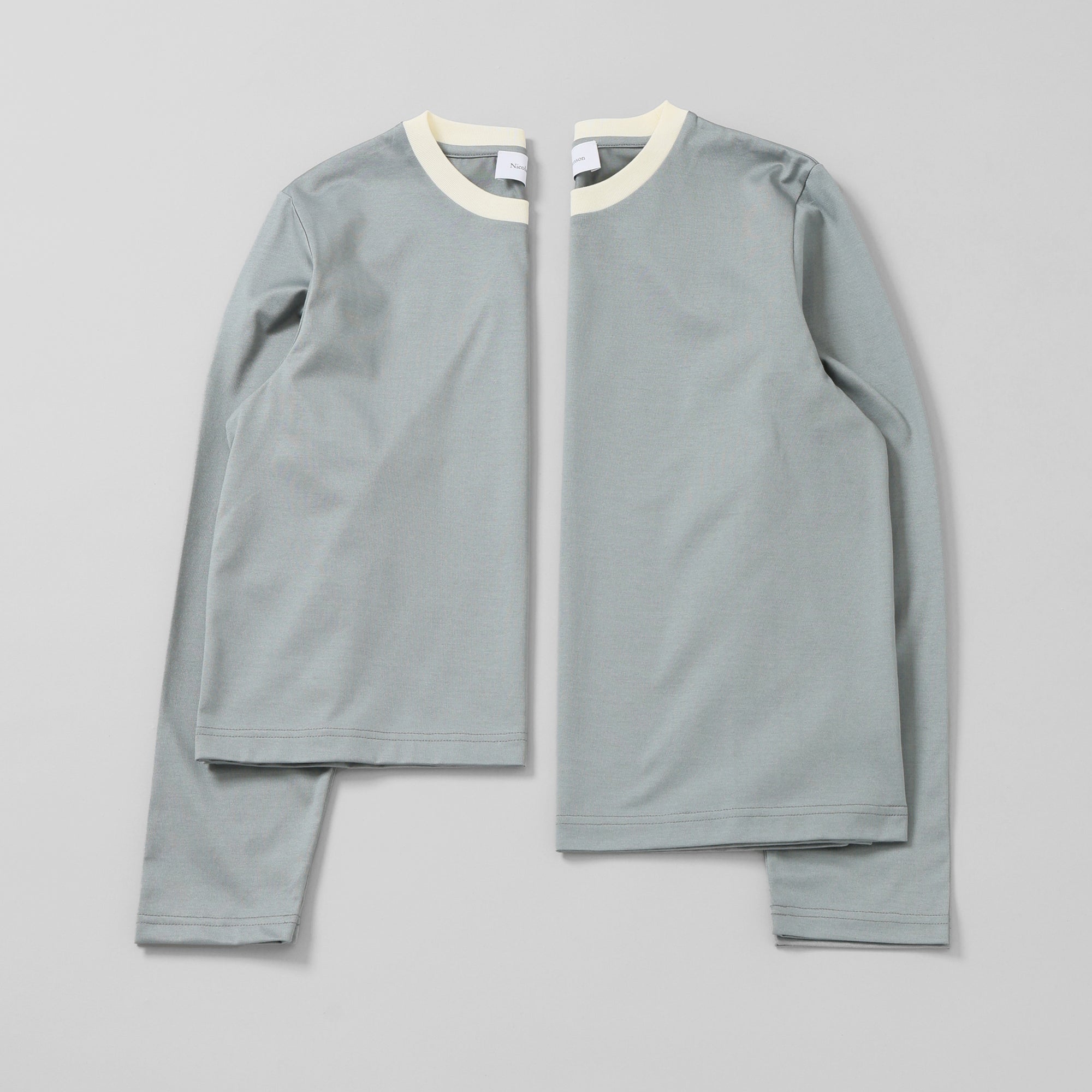 two tone crew neck long sleeve / short