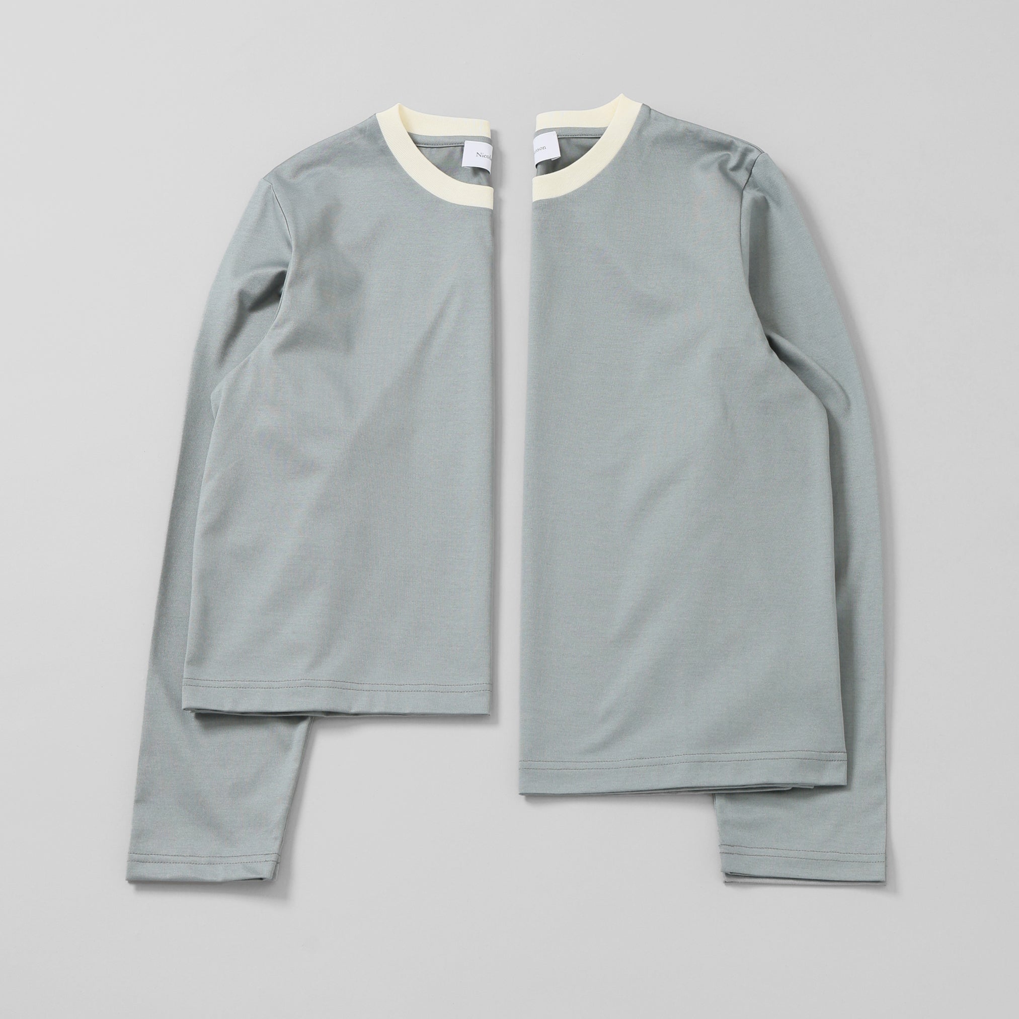 two tone crew neck long sleeve / regular