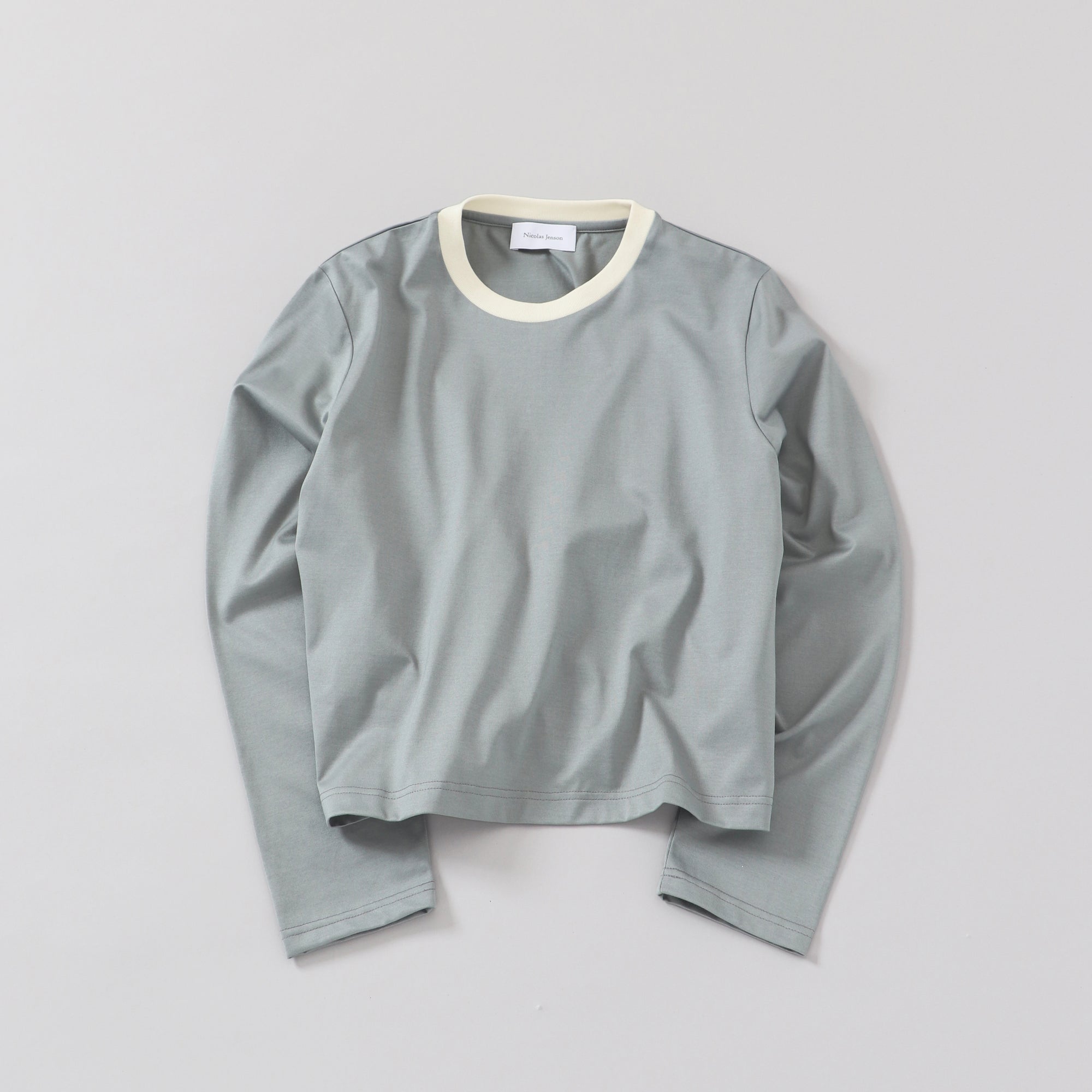 two tone crew neck long sleeve / short