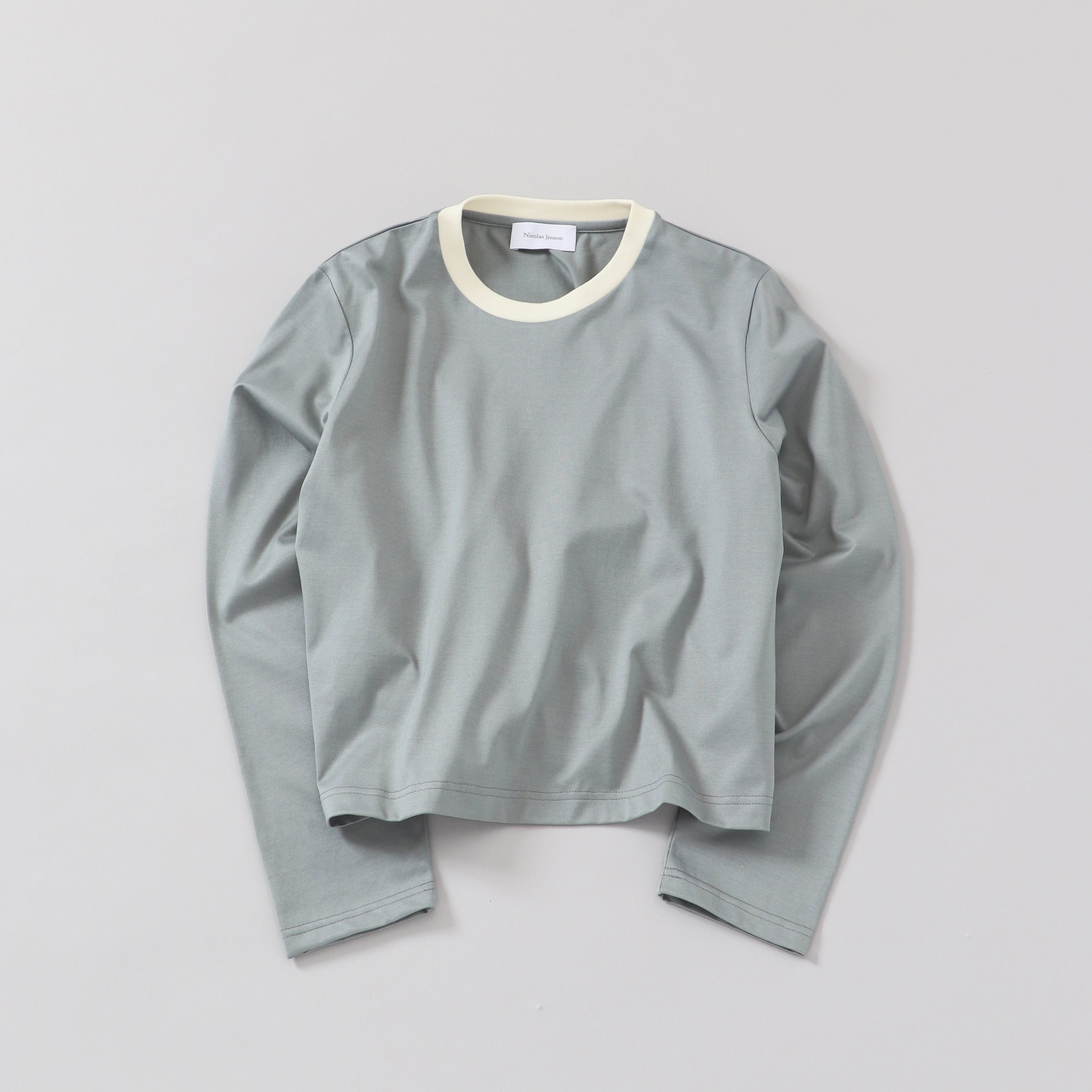 two tone crew neck long sleeve / short