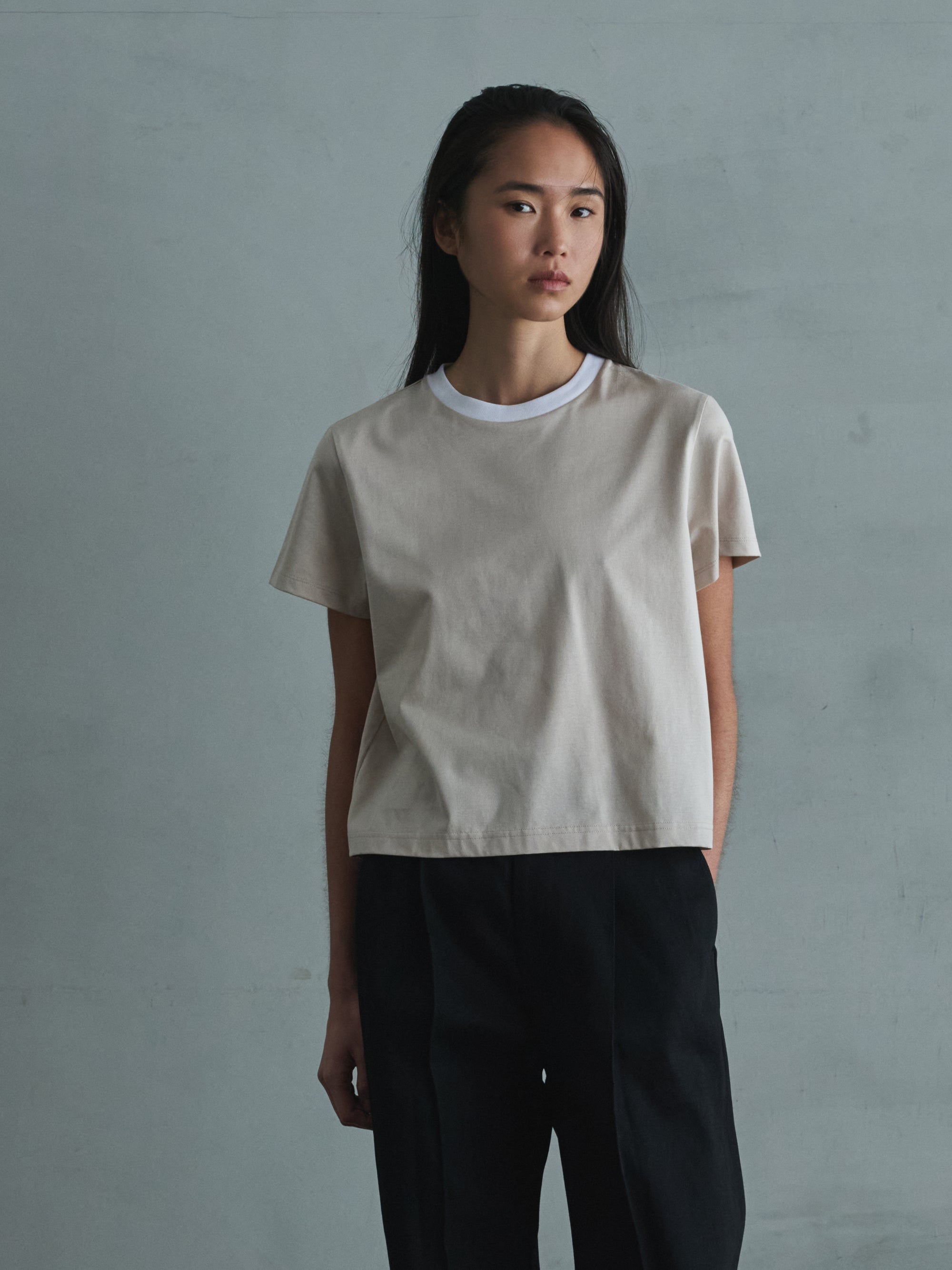 two tone crew neck t-shirt / short