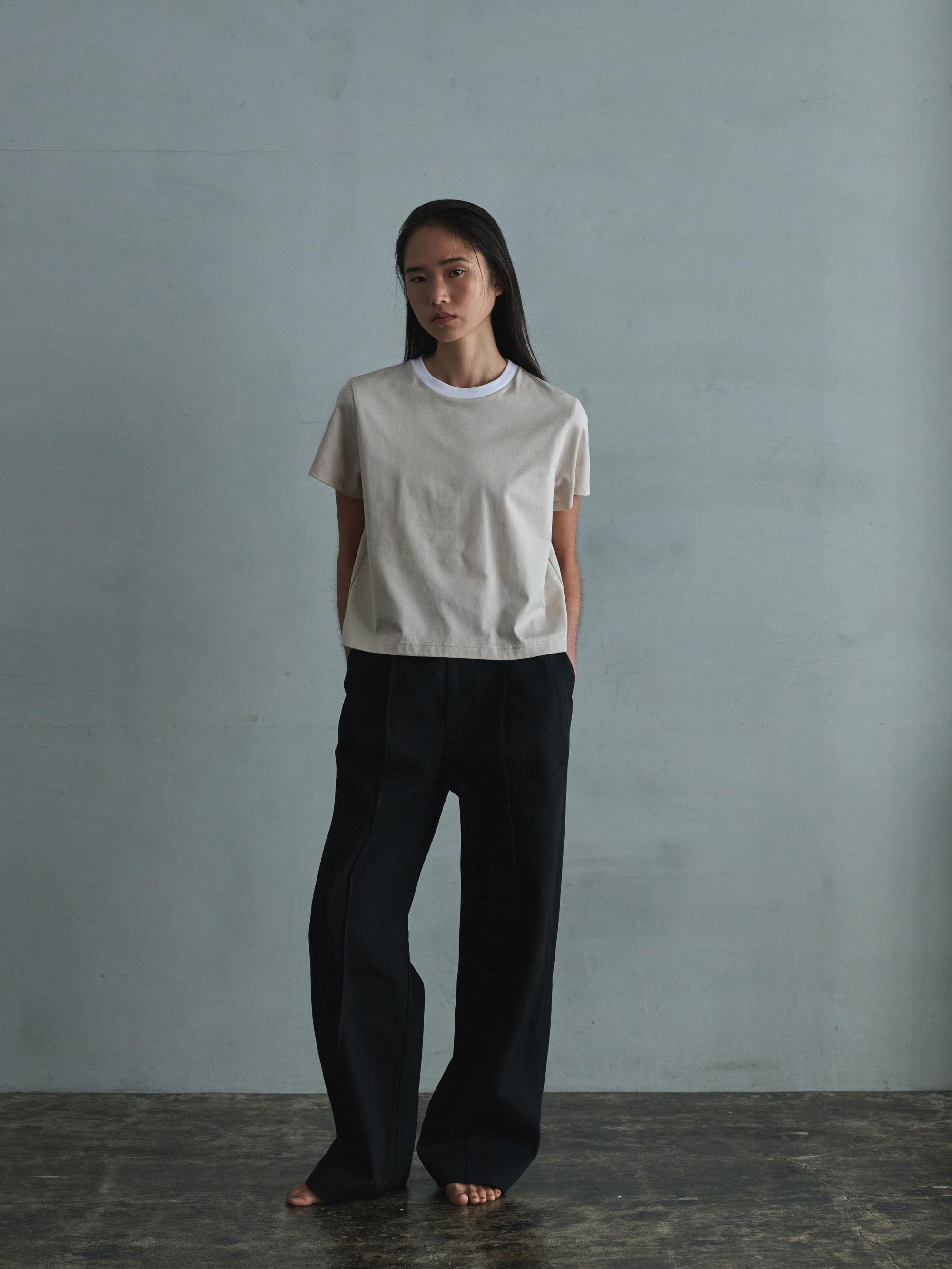 two tone crew neck t-shirt / short