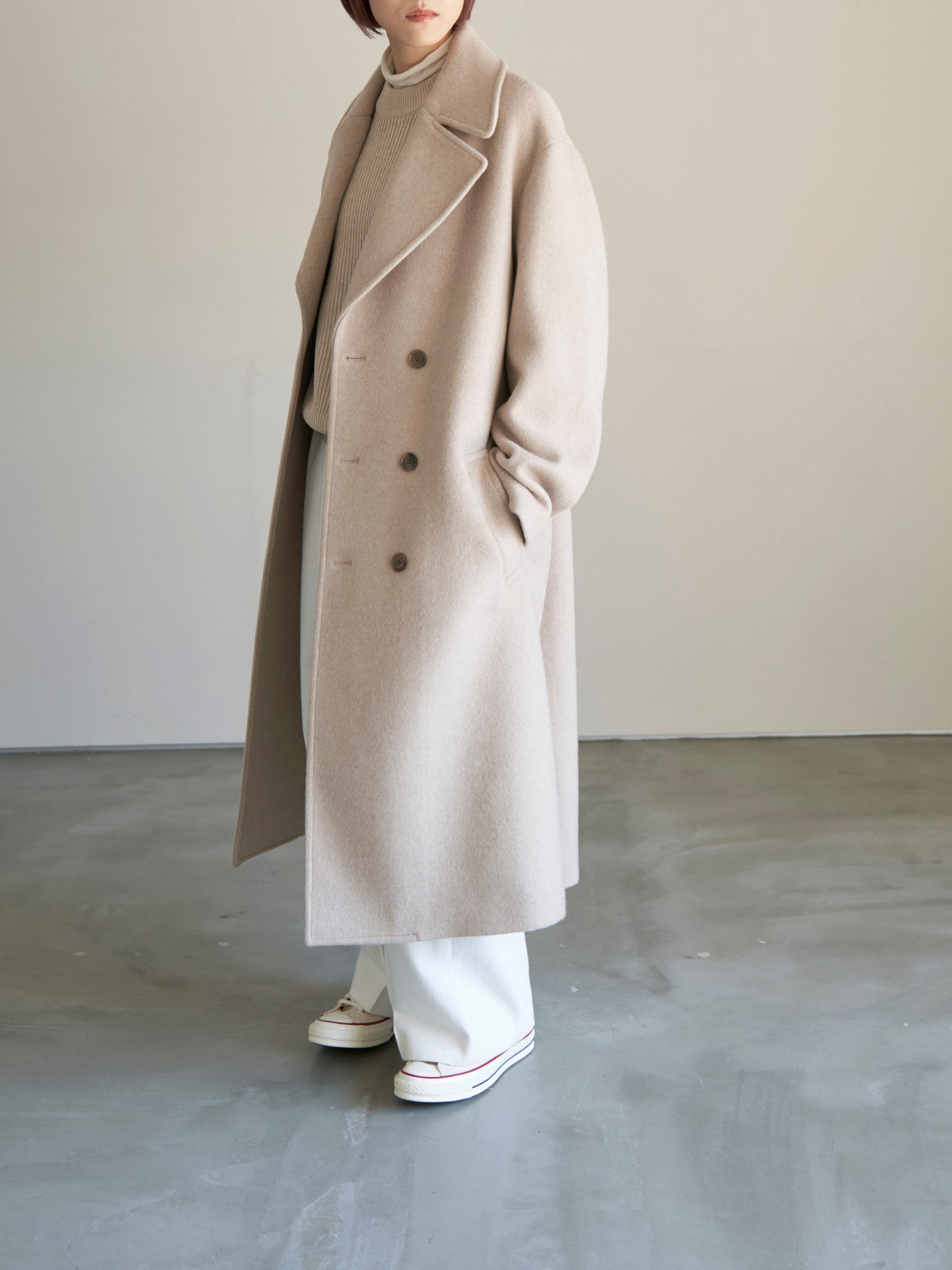 lambs wool melton big collar w coat | Nicolas Jenson