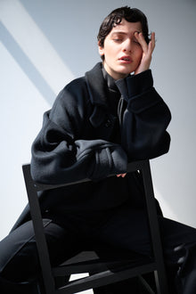 lambs wool melton bal collar coat