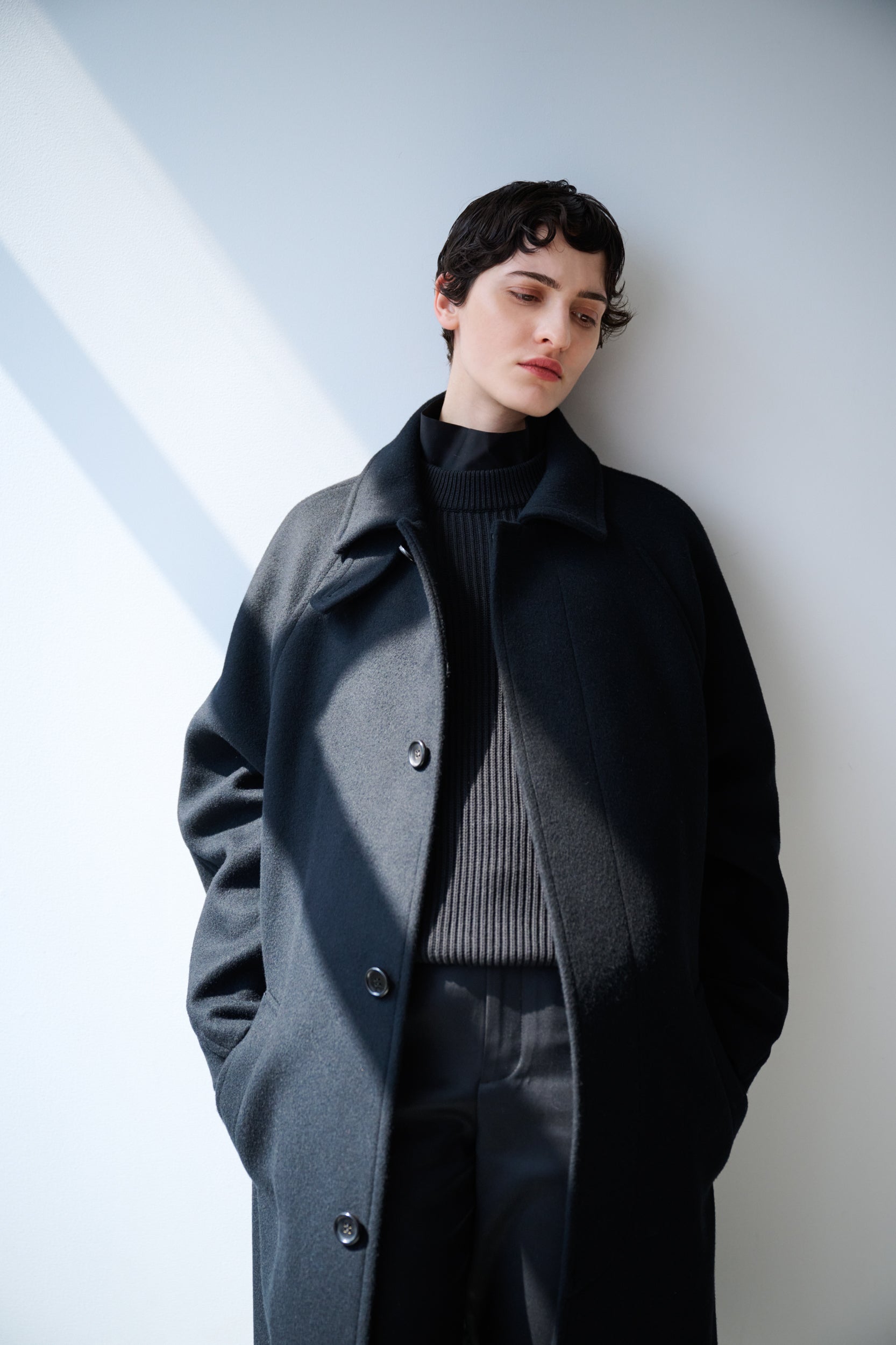 lambs wool melton bal collar coat
