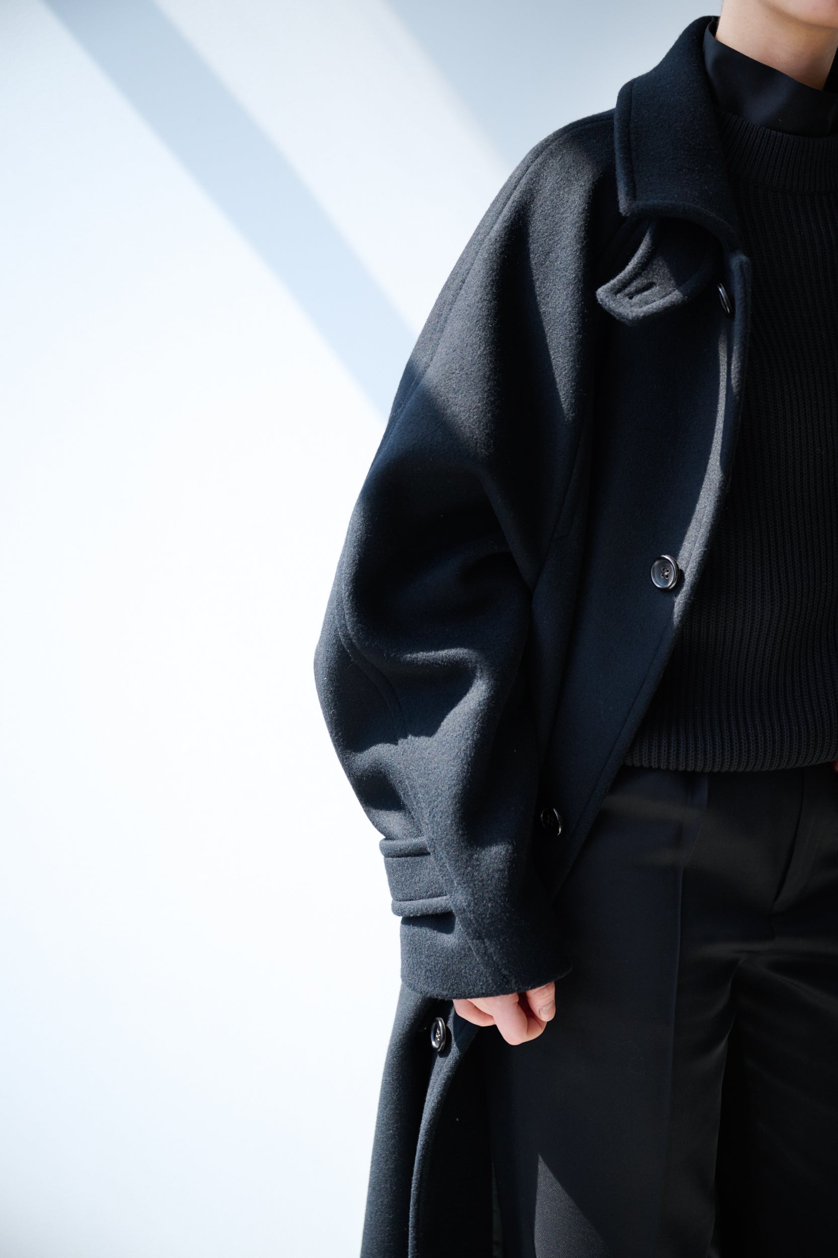 lambs wool melton bal collar coat