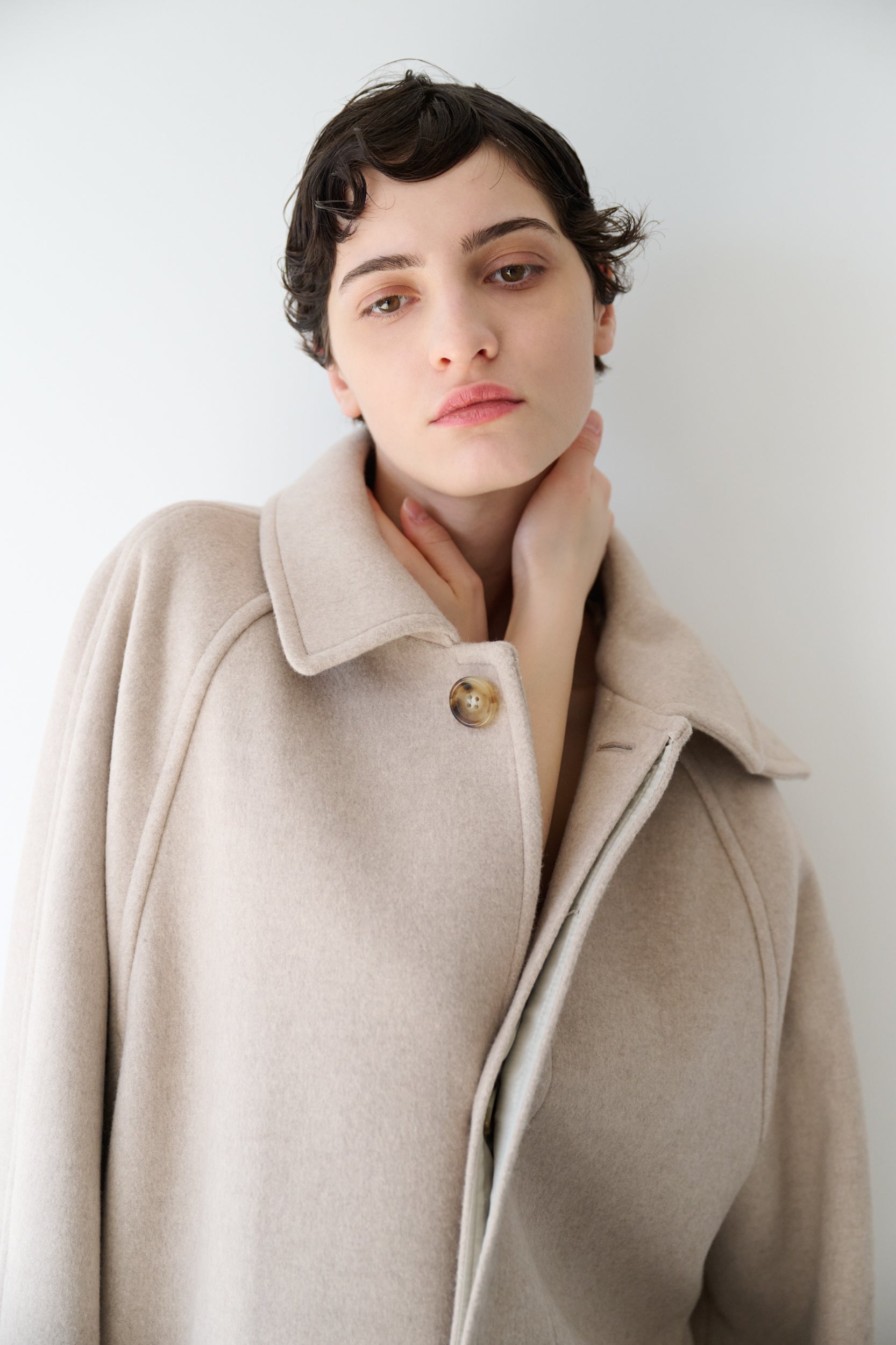 lambs wool melton bal collar coat