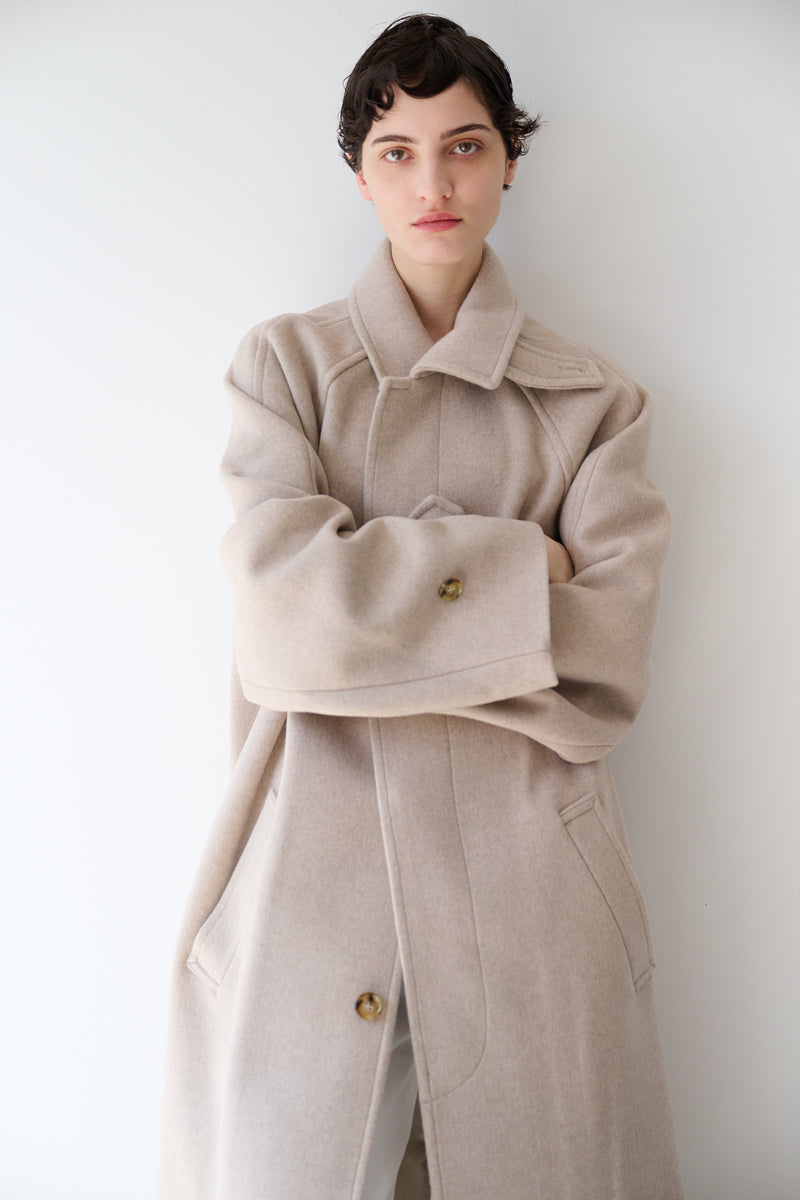lambs wool melton bal collar coat