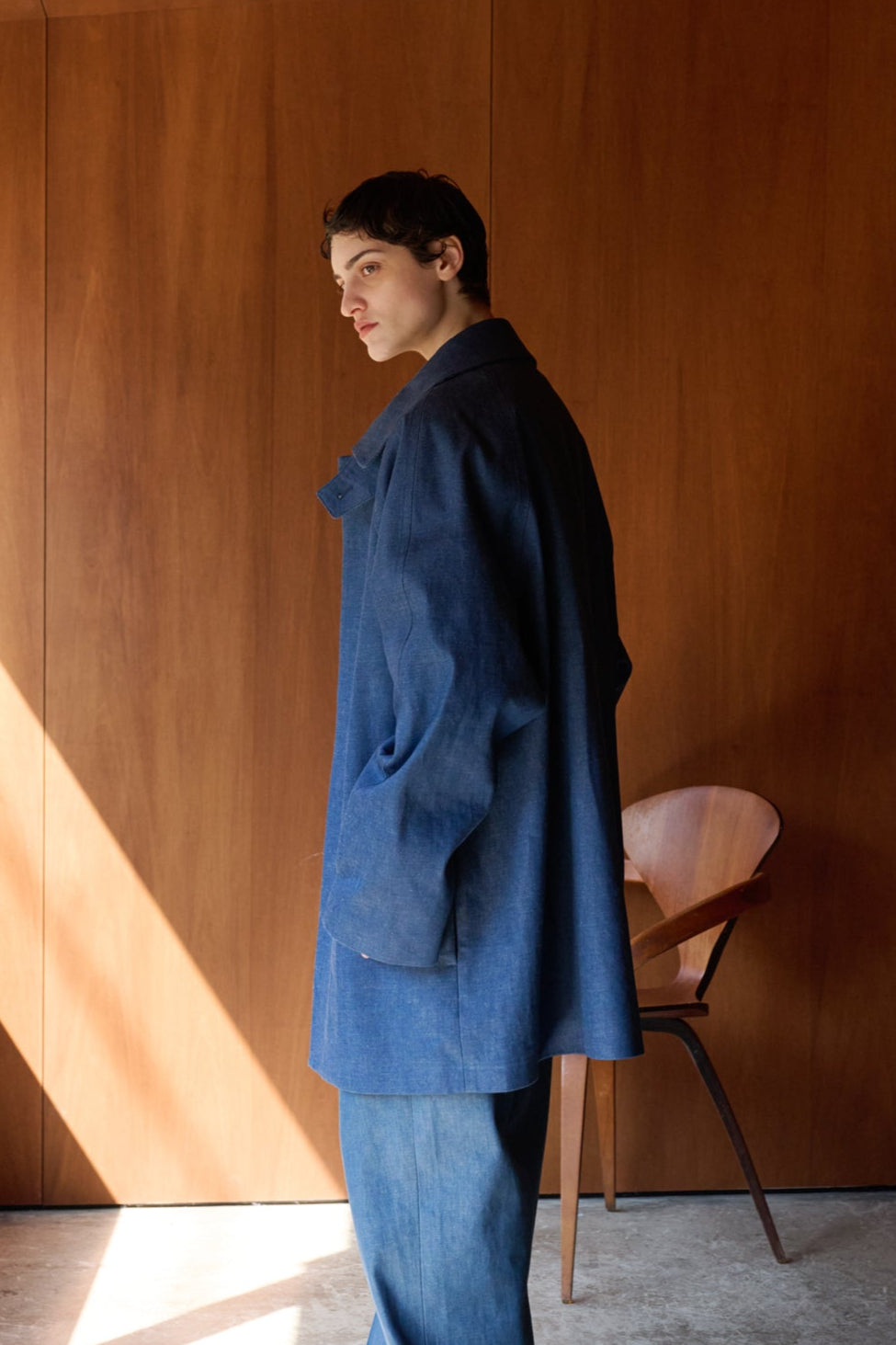 denim raglan car coat