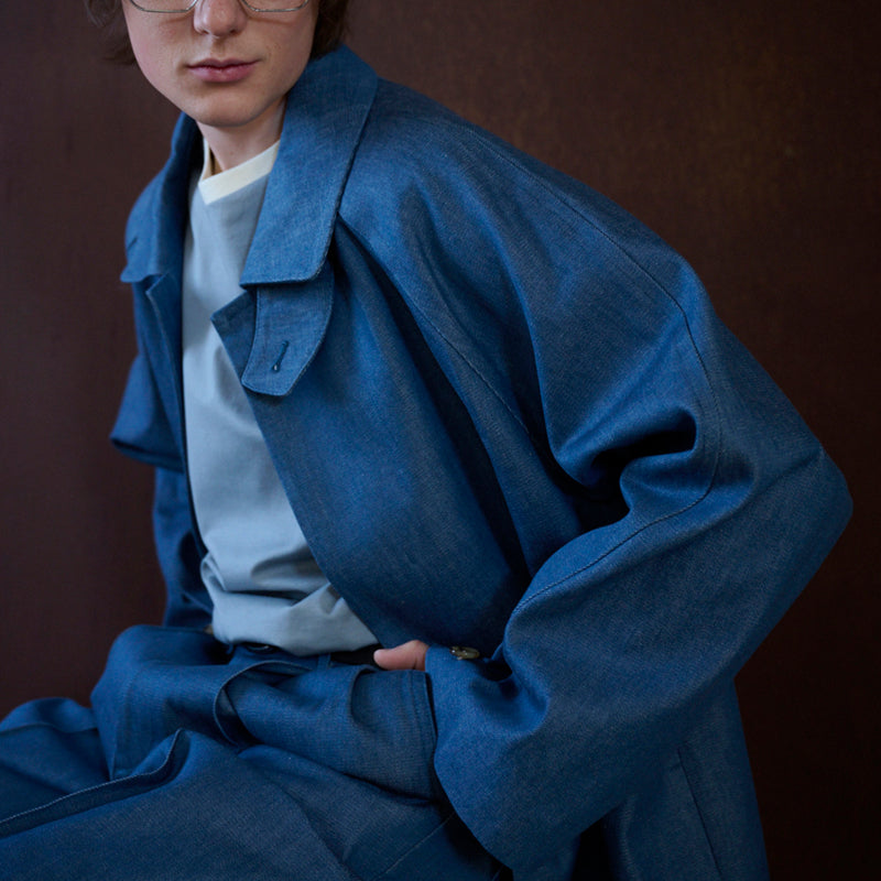 denim raglan car coat