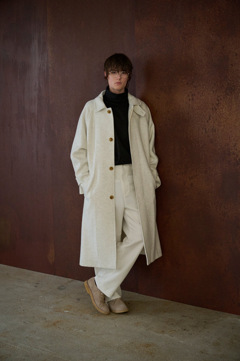 lambs wool melton bal collar coat