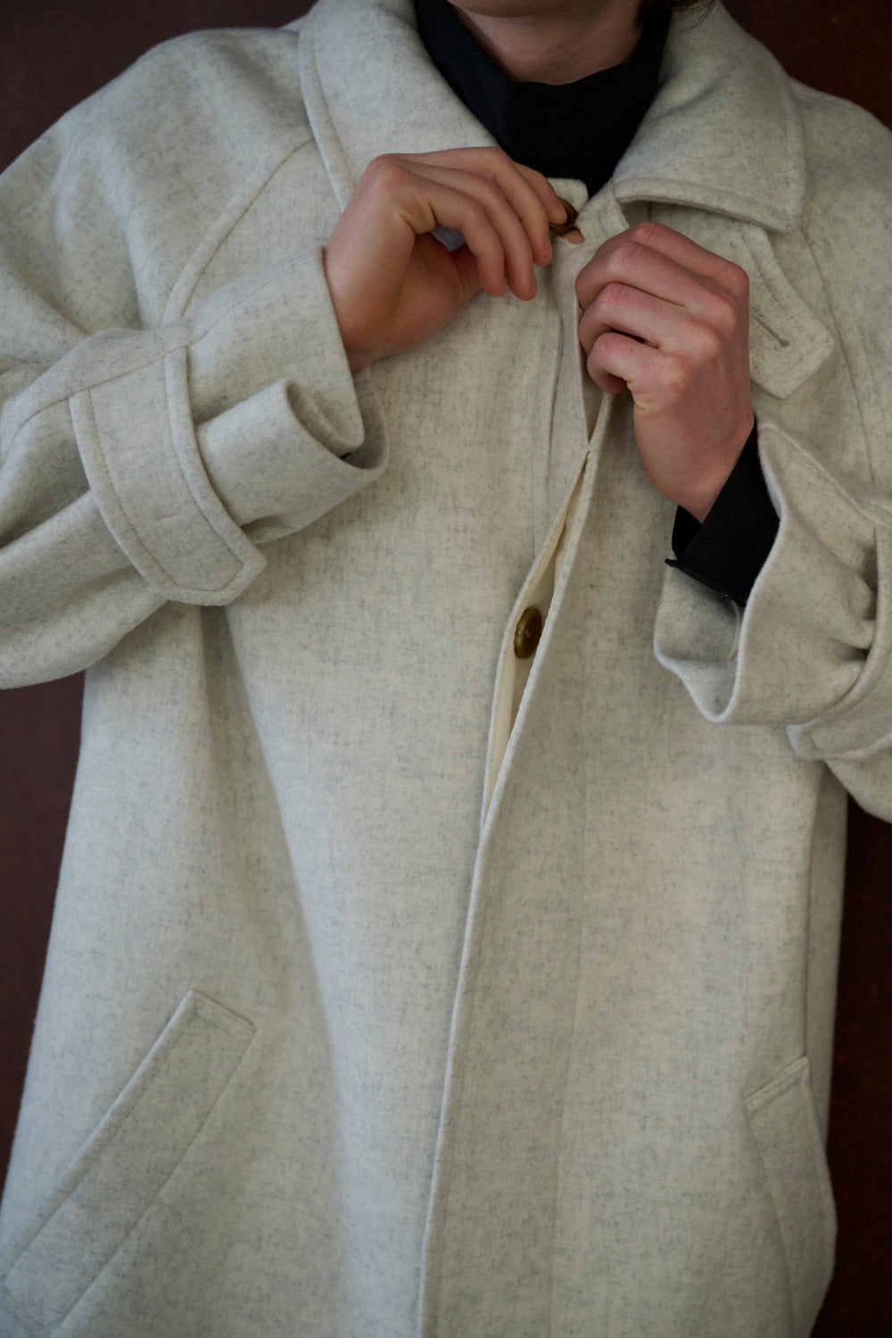 lambs wool melton bal collar coat