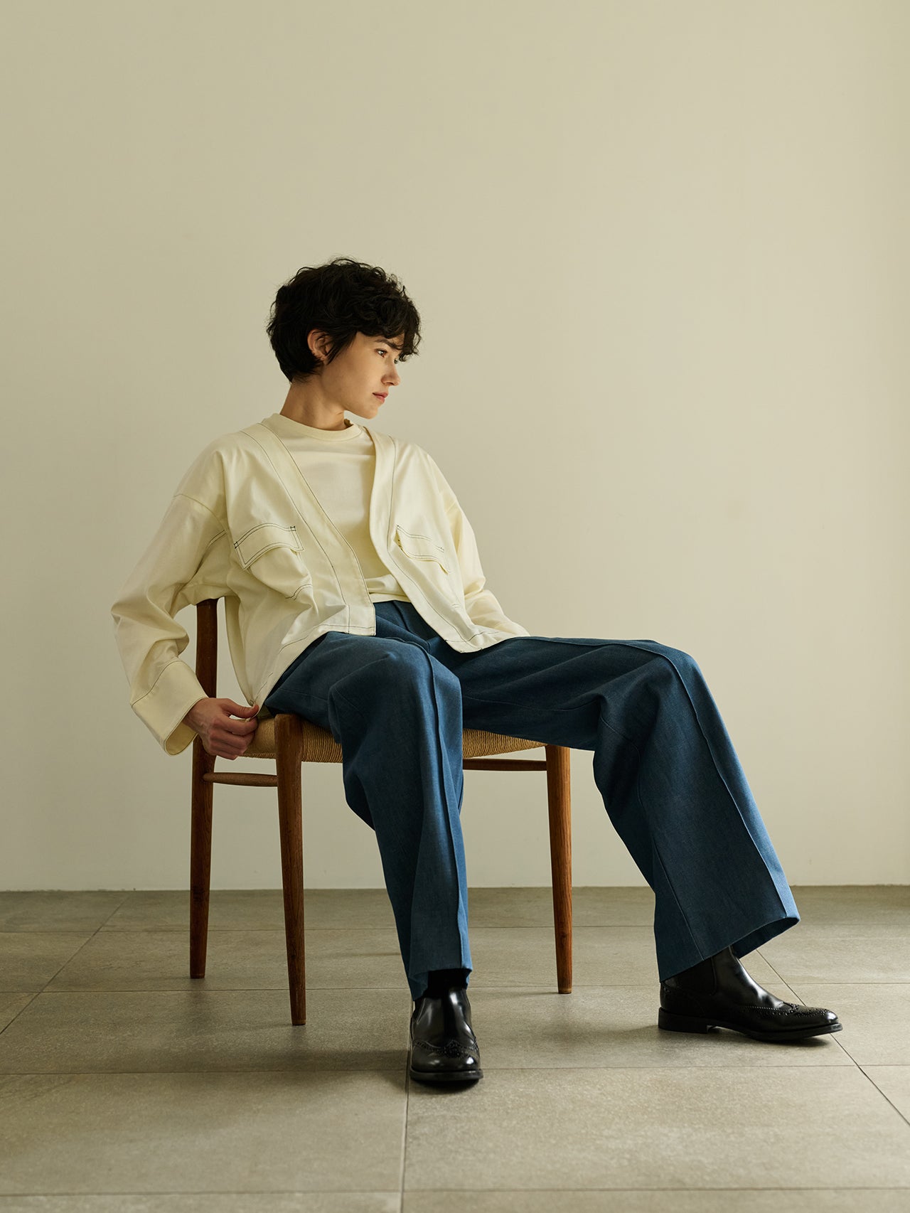 予約2月下旬/一部4月上旬お届け》[tuning] denim wide slacks