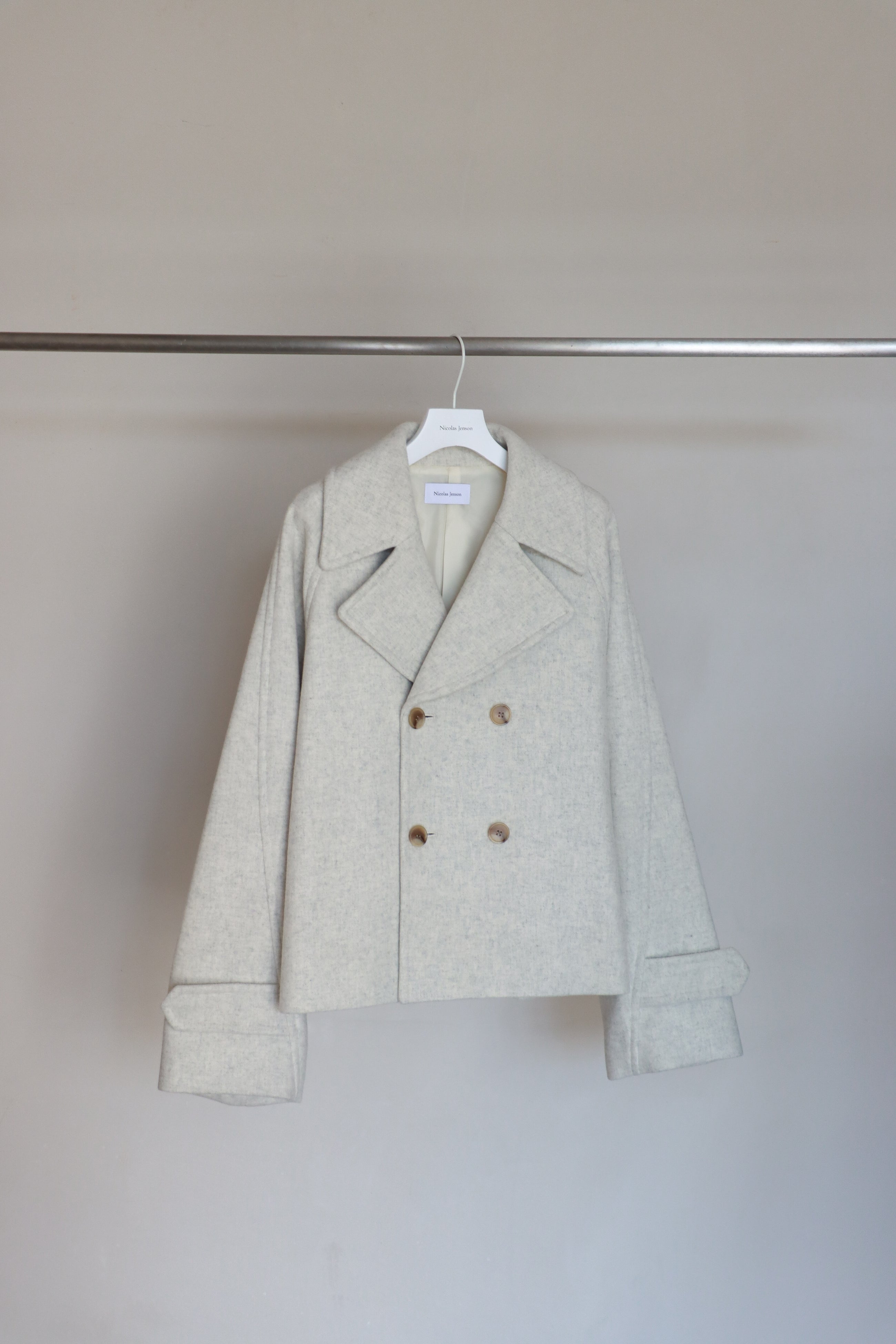 lambs wool melton short raglan coat