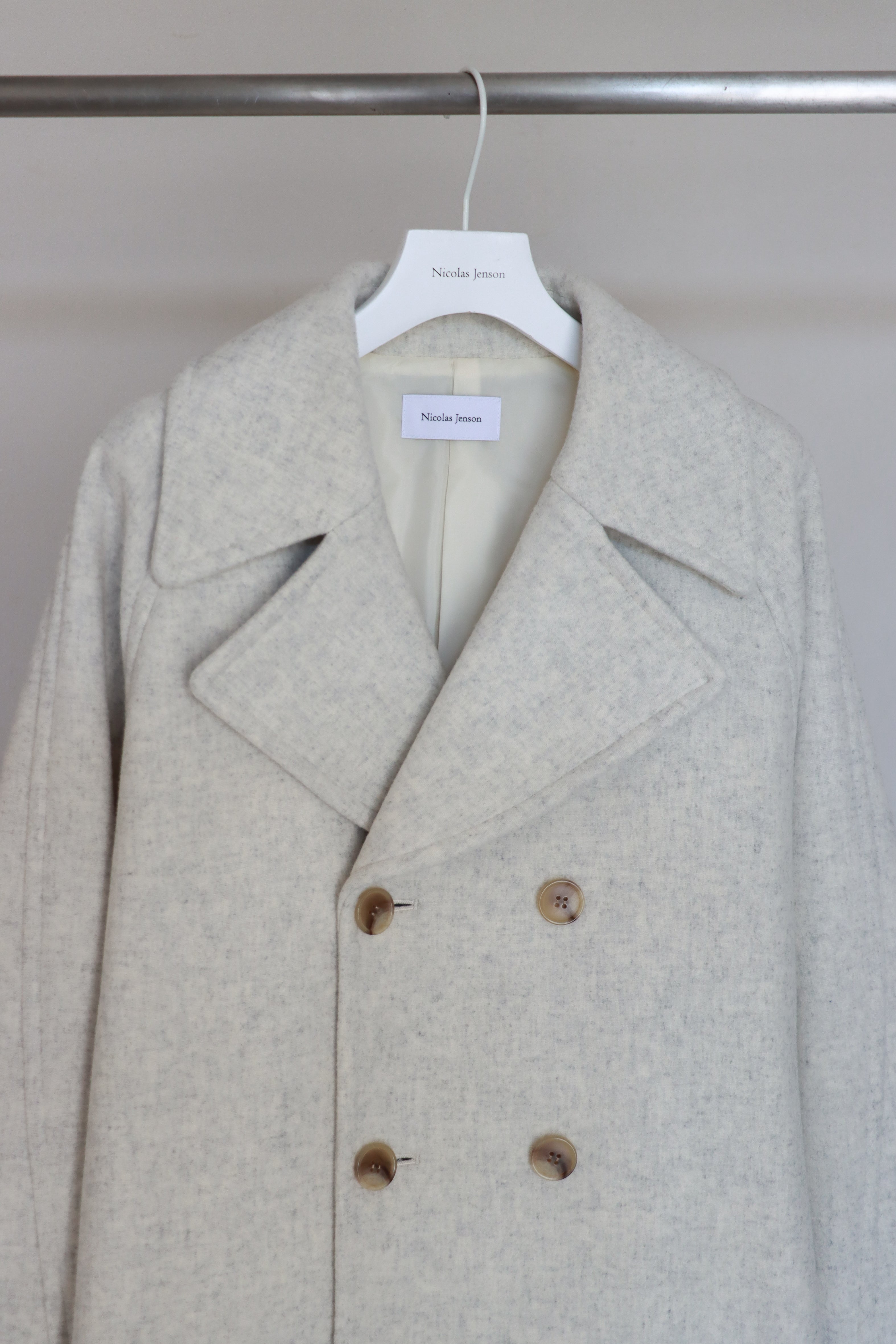 lambs wool melton short raglan coat | Nicolas Jenson