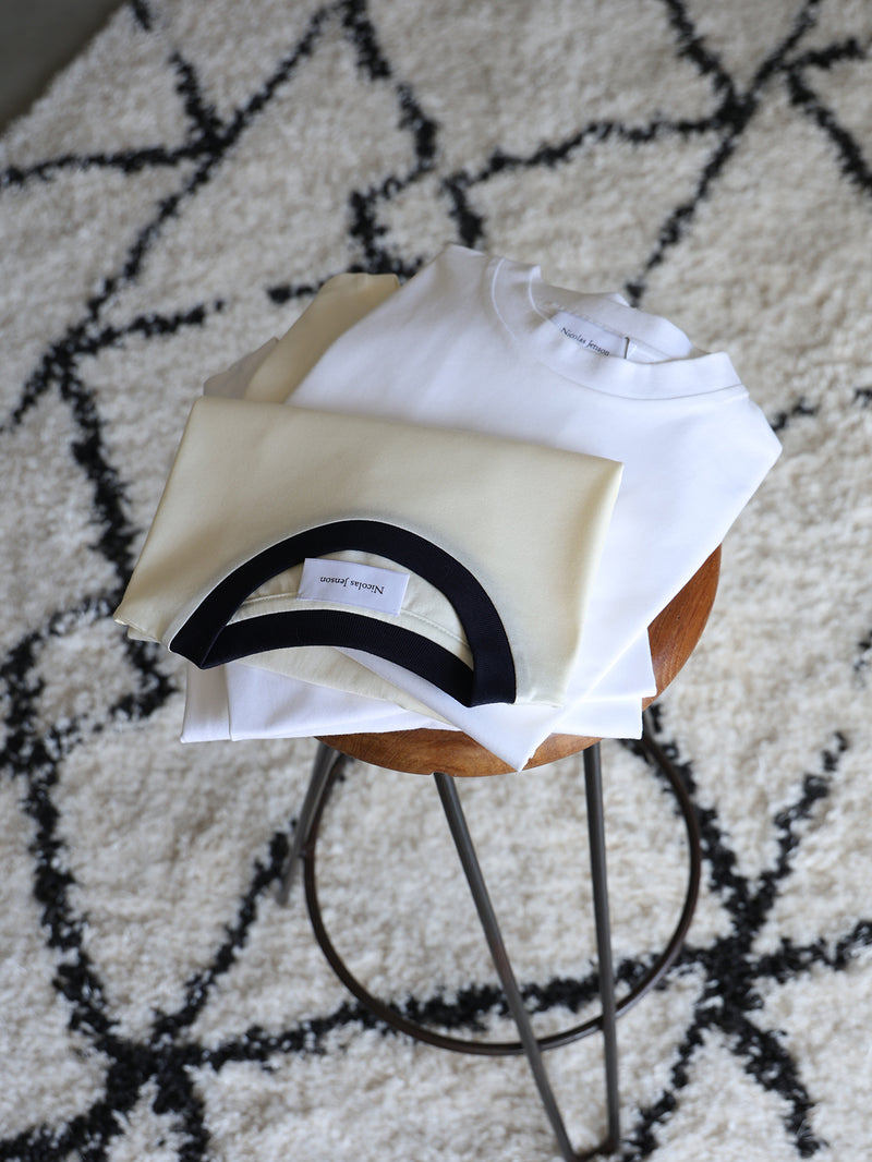  《予約2月下旬お届け》two tone crew neck t-shirt / short